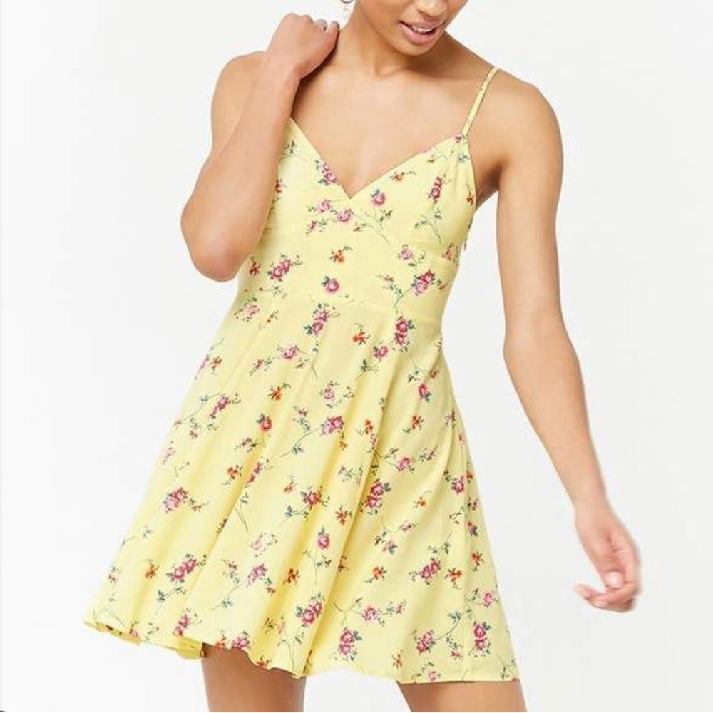 Forever 21 Yellow Floral Mini Dress AS SEEN ON
